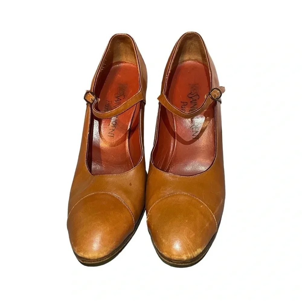 YSL VINTAGE LEATHER MARY JANE HEELS